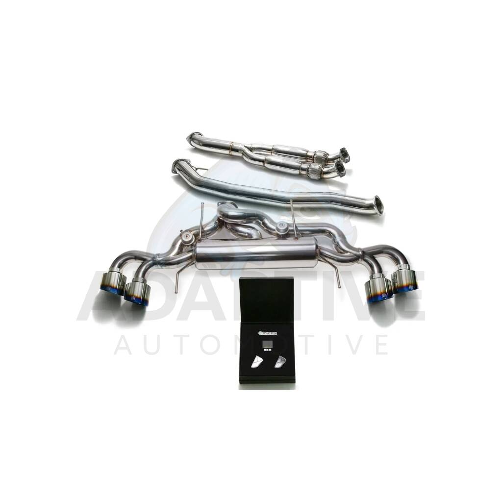 Catback (102mm) with blue coated tips + decat Y-pipe (RACE MUFFLER, NO VALVES)