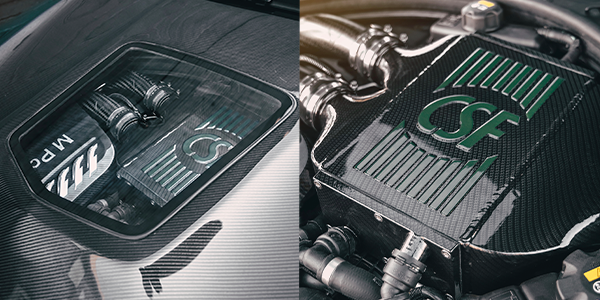 BMW M3 F80 with Darwinpro hood with glass and CSF custom heat exchanger 